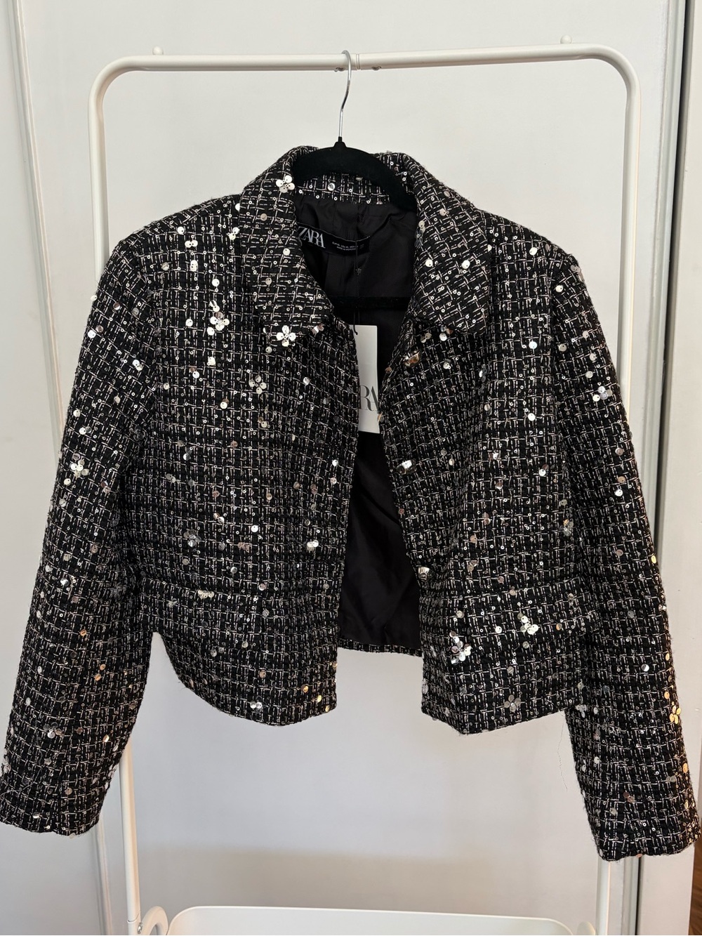 Zara | Tweed Sequin Cropped Jacket
